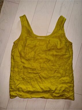 Not Perfect Linen Women’s Sleeveless Linen Tank Top - chartreuse
